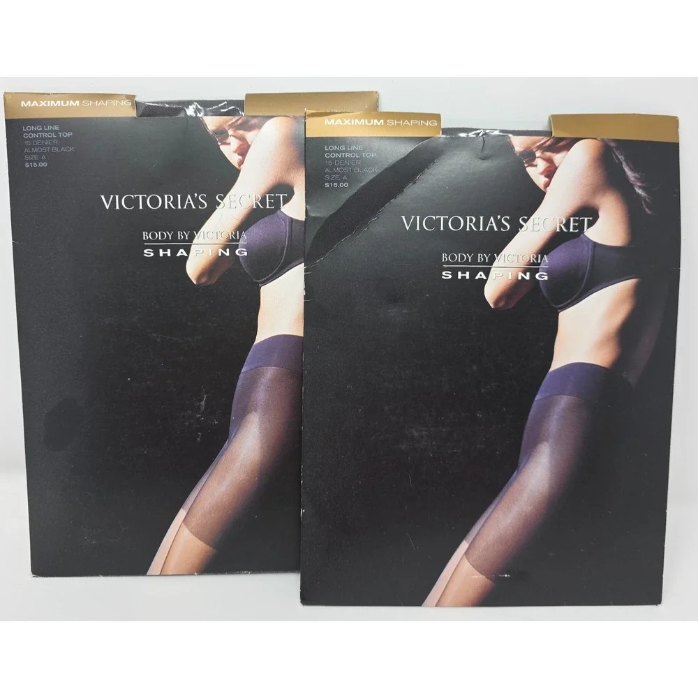 2 Pack Victoria's Secret Shaping Long Line‎ Control Top Womens A Black NWT
